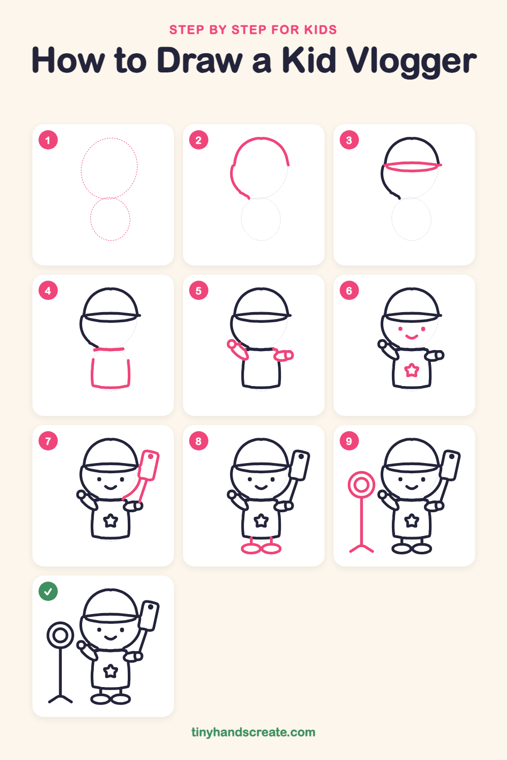 How to draw a kid vlogger step by step for kids