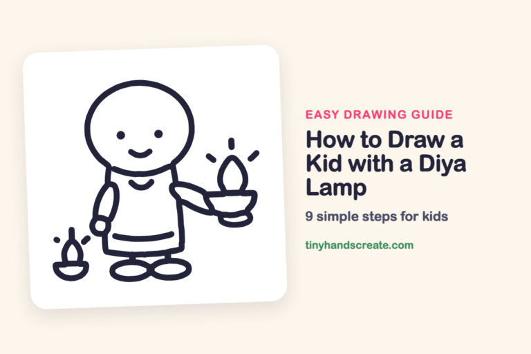 How to Draw a Kid with a Diya Lamp step by step