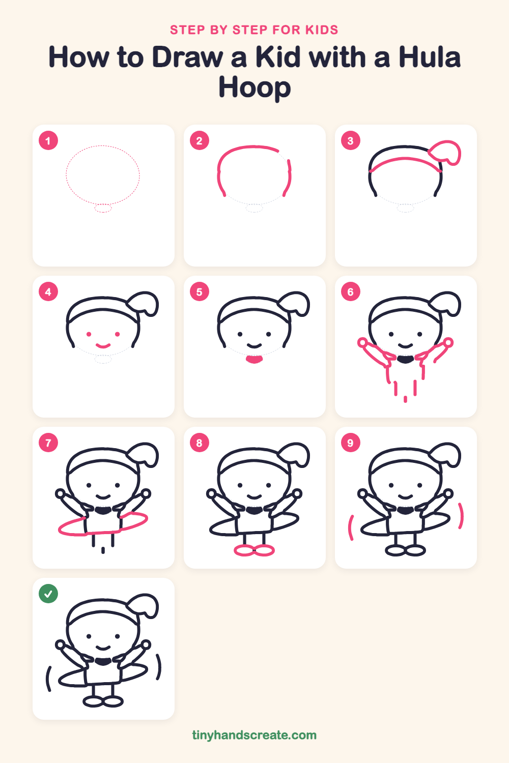 How to draw a kid with a hula hoop step by step for kids