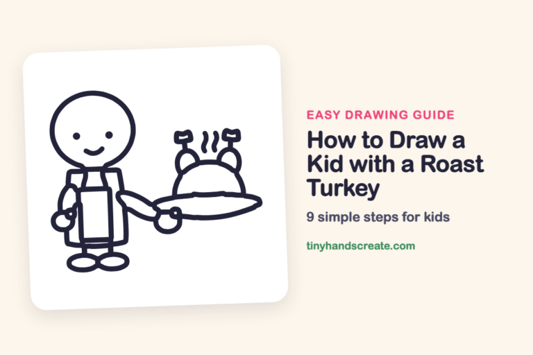 How to Draw a Kid with a Roast Turkey: easy drawing guide for kids