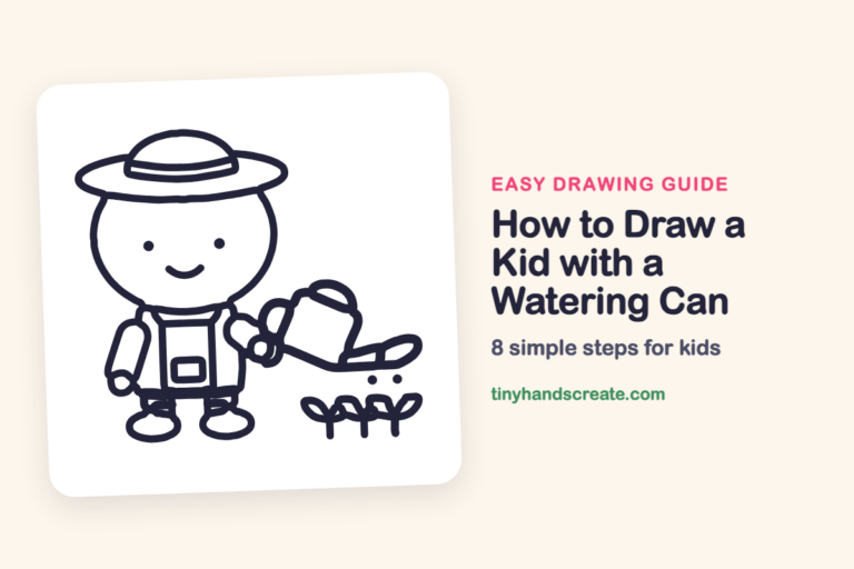 How to Draw a Kid with a Watering Can: easy drawing guide for kids