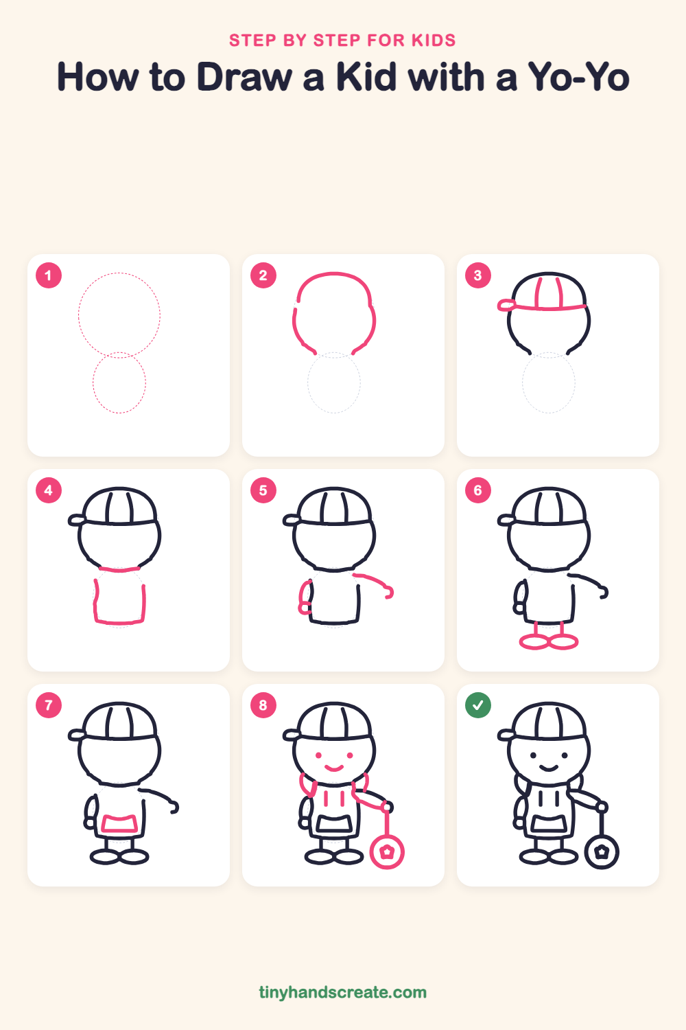 How to draw a kid with a yo-yo step by step for kids