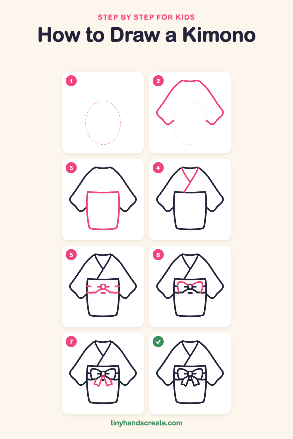 How to draw a kimono step by step for kids