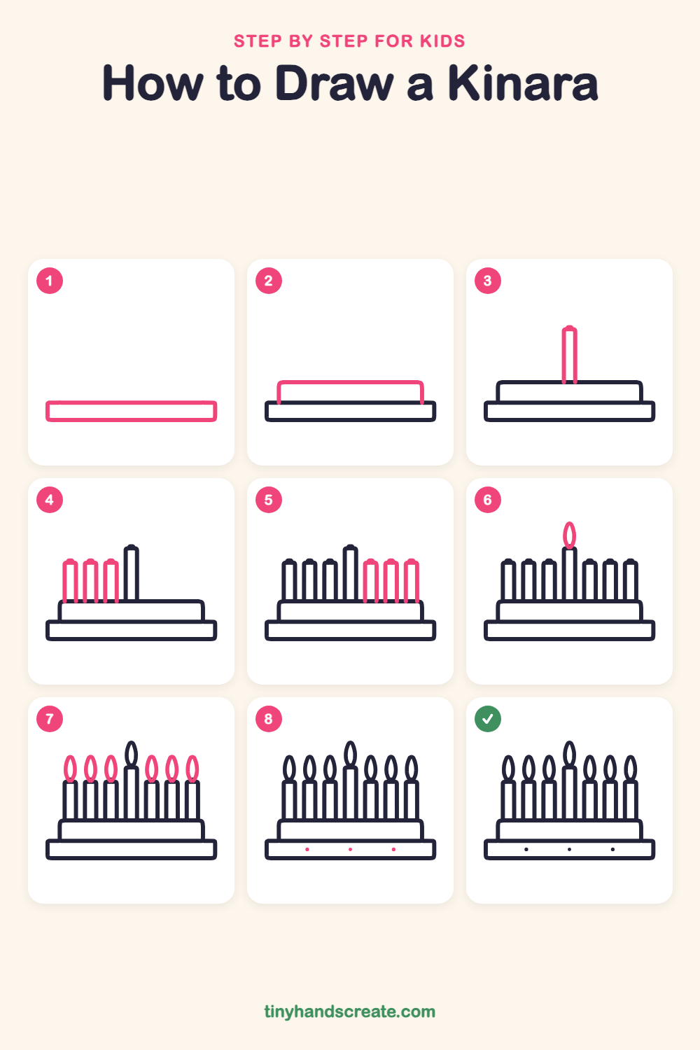 How to draw a kinara step by step for kids