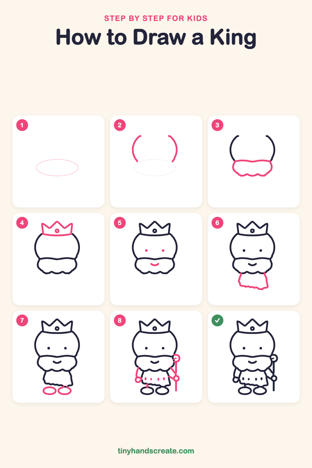 How to draw a king step by step for kids