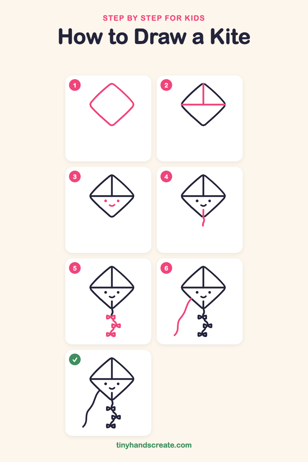How to draw a kite step by step for kids