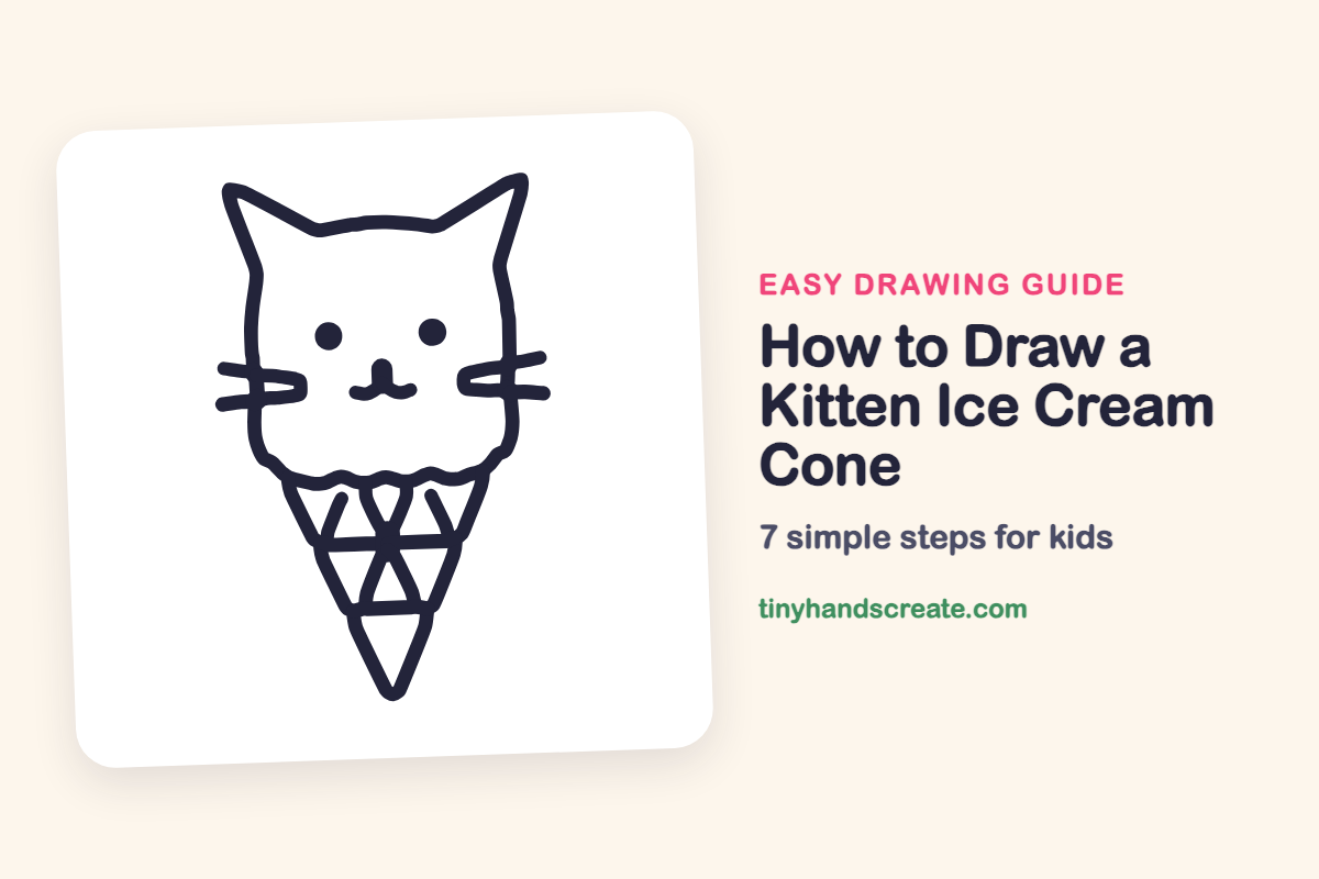 How to Draw a Kitten Ice Cream Cone: easy drawing guide for kids