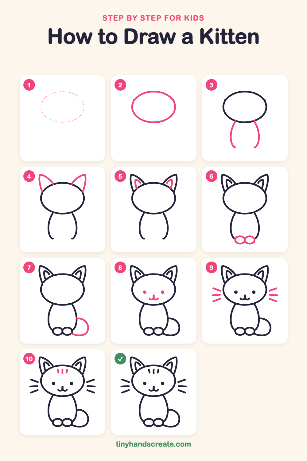 How to draw a kitten step by step for kids