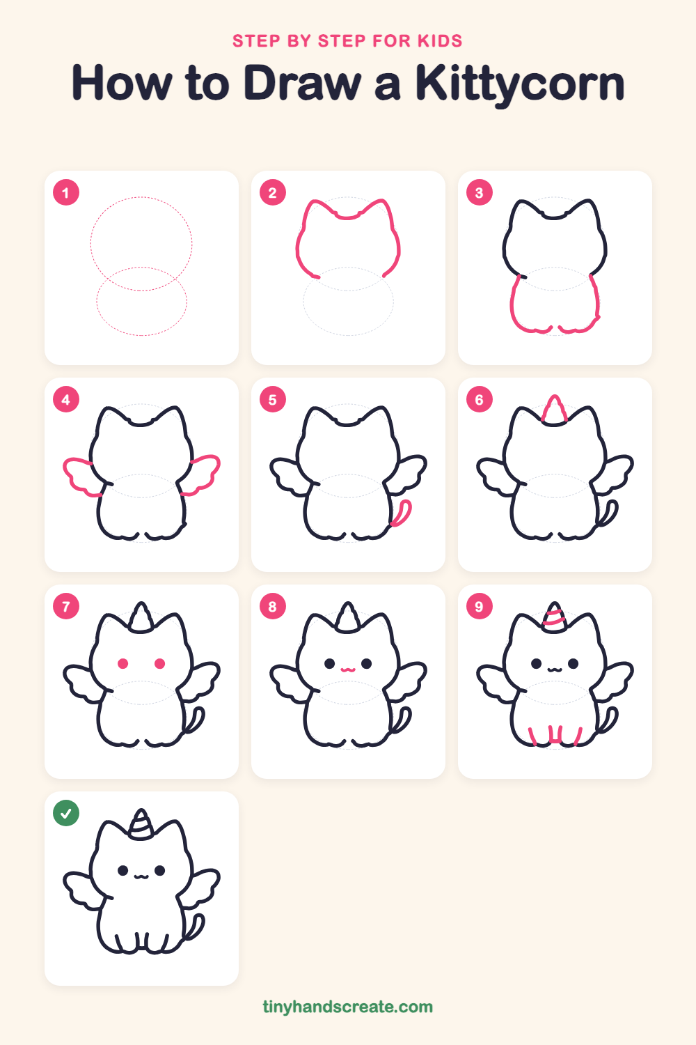 How to draw a kittycorn step by step for kids