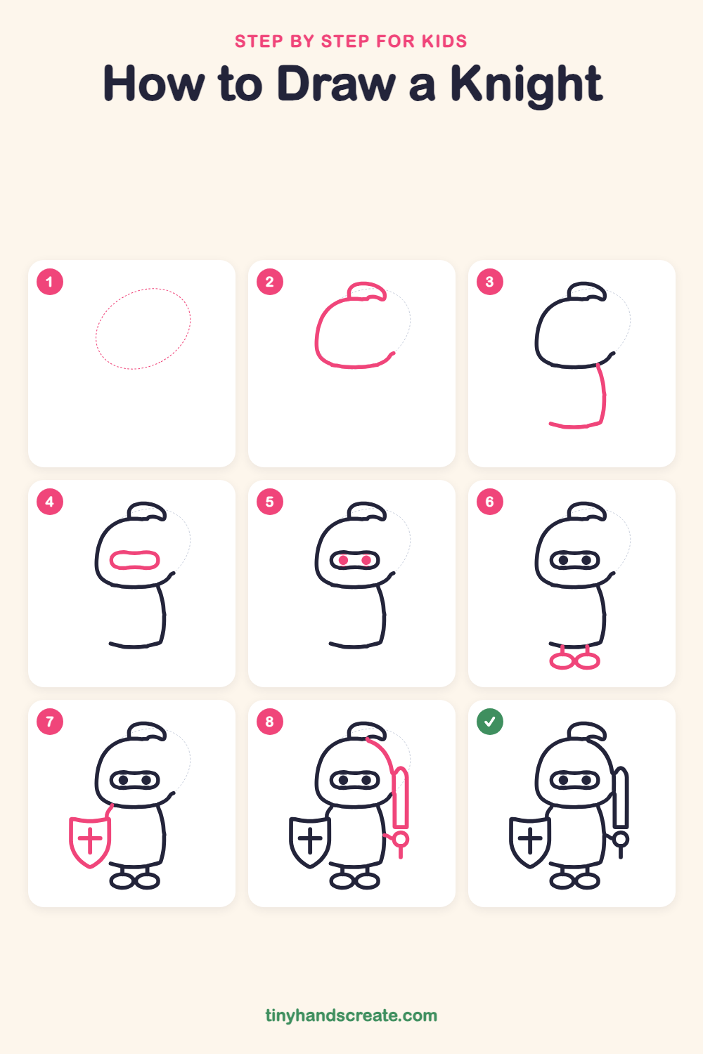How to draw a knight step by step for kids