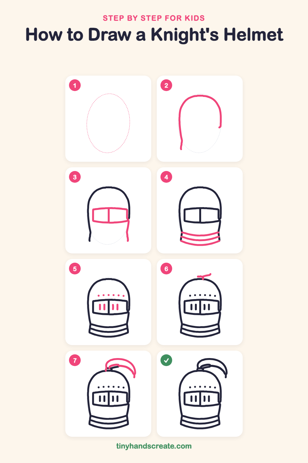 How to draw a knight's helmet step by step for kids