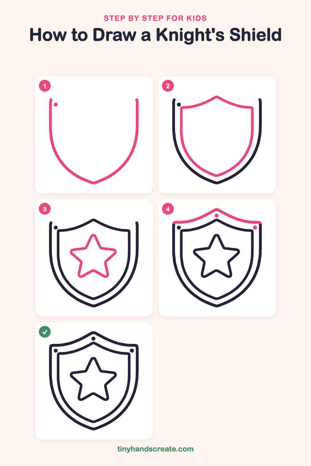 How to draw a knight's shield step by step for kids