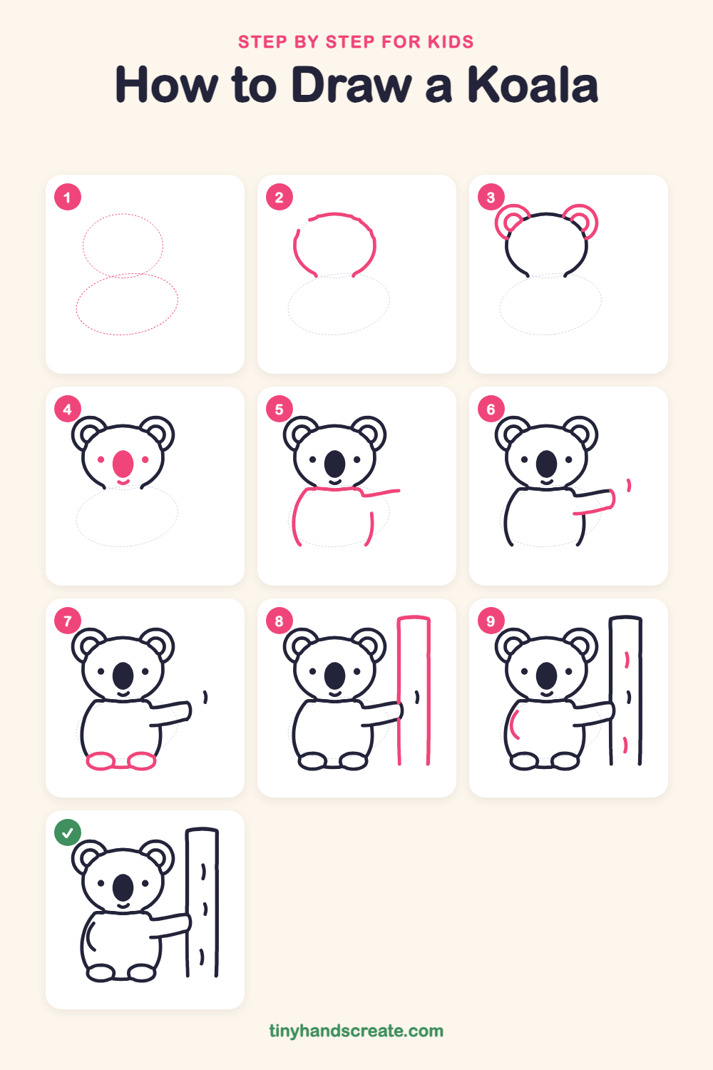 How to draw a koala step by step for kids