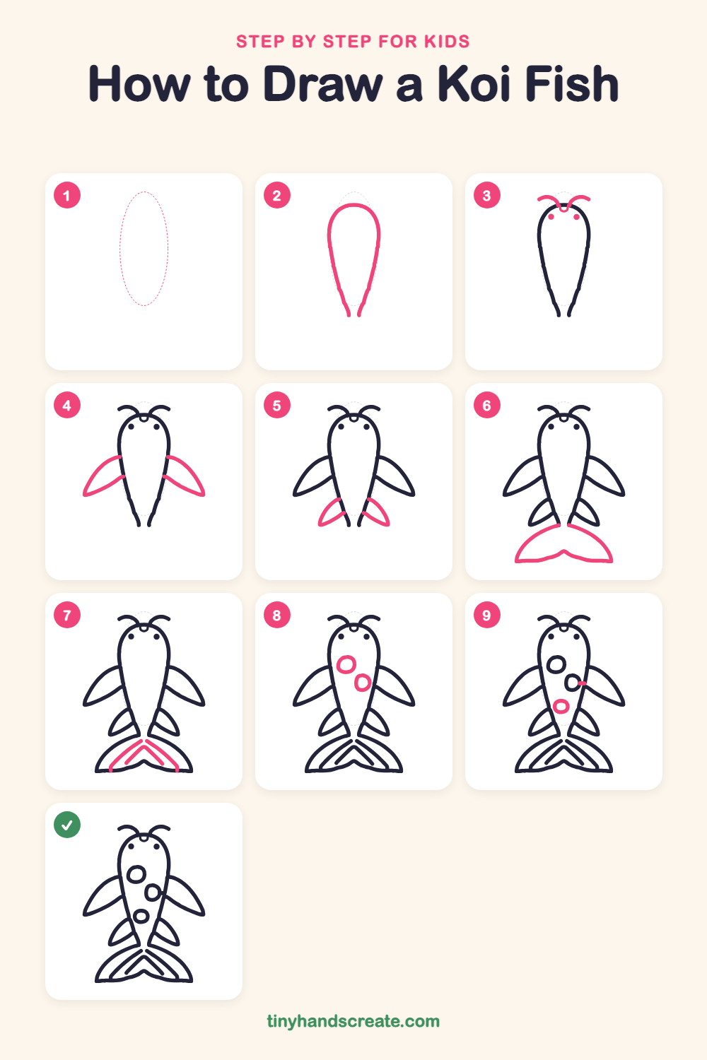 How to draw a koi fish step by step for kids