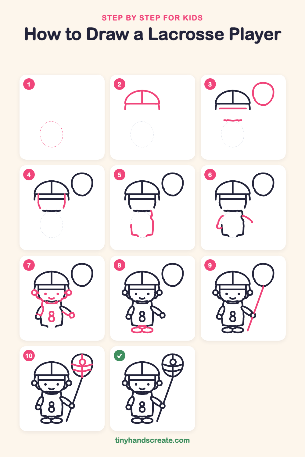 How to draw a lacrosse player step by step for kids