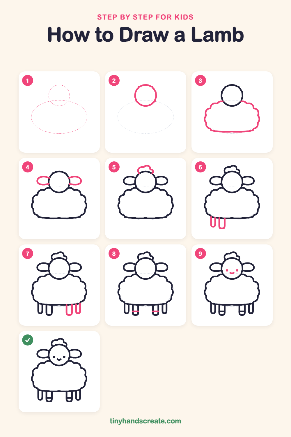 How to draw a lamb step by step for kids