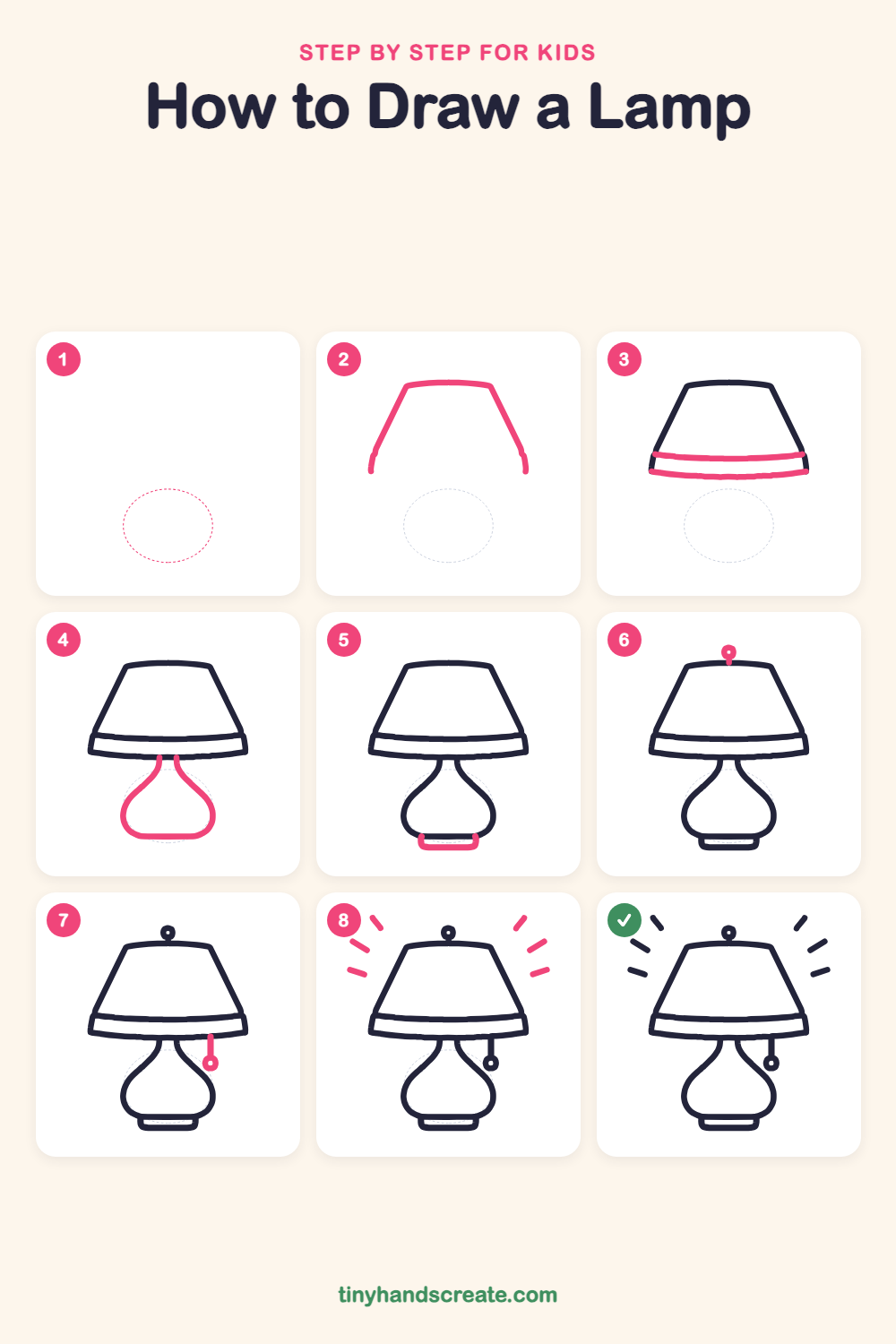 How to draw a lamp step by step for kids