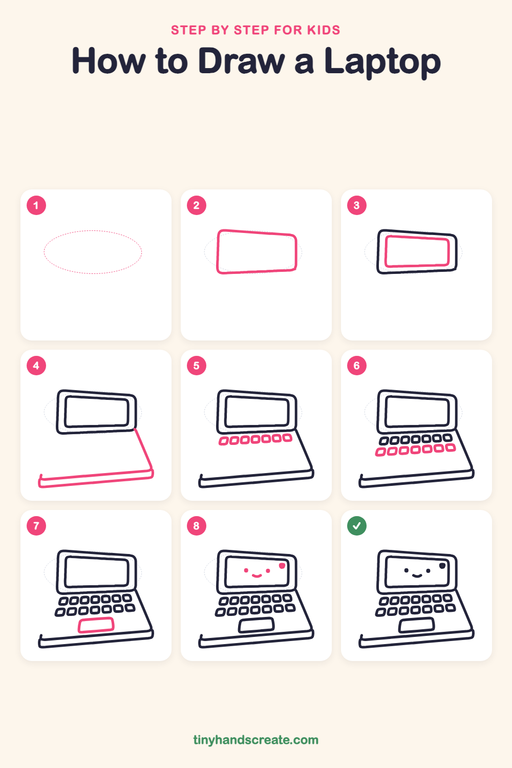 How to draw a laptop step by step for kids