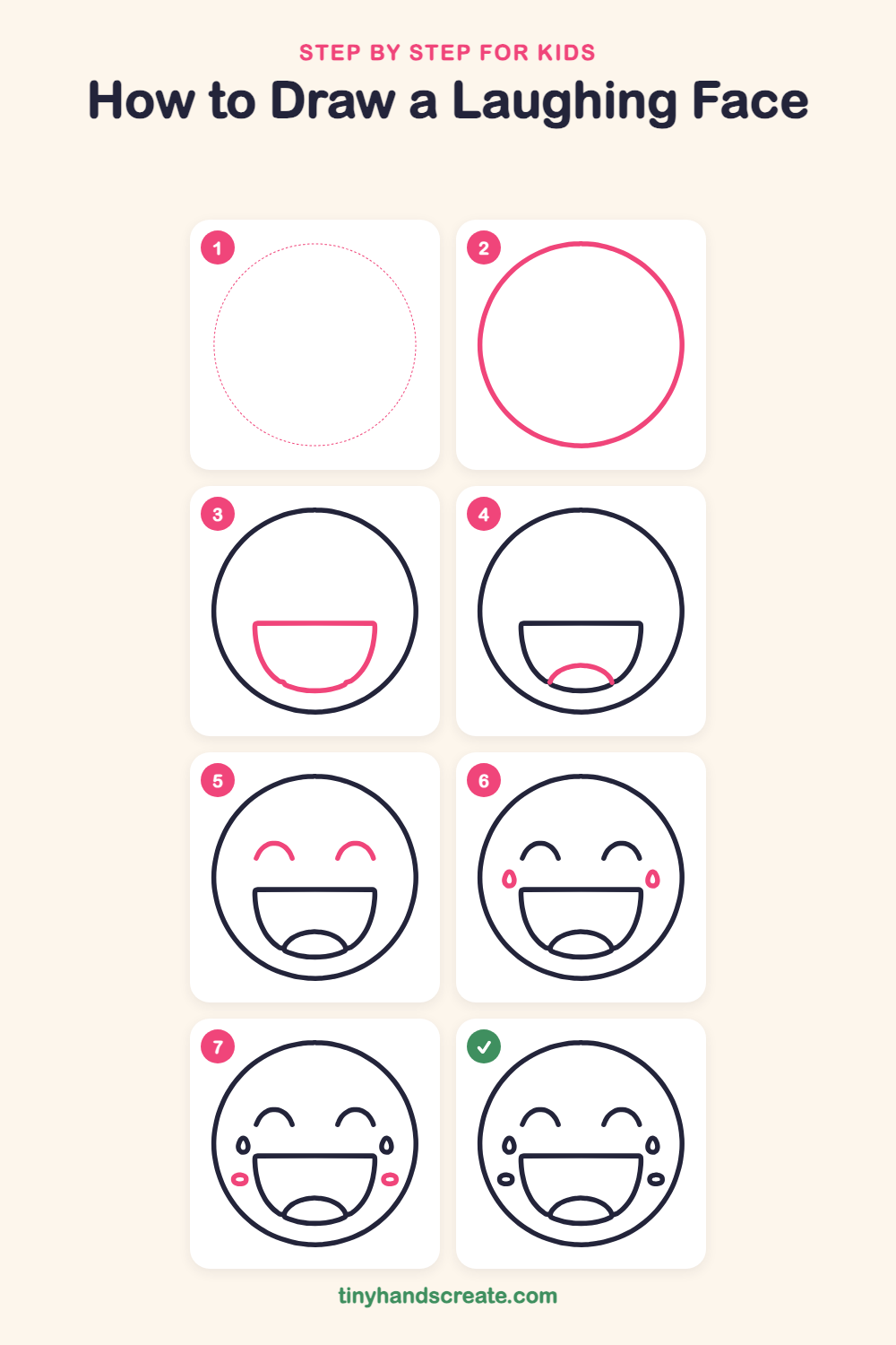 How to draw a laughing face step by step for kids