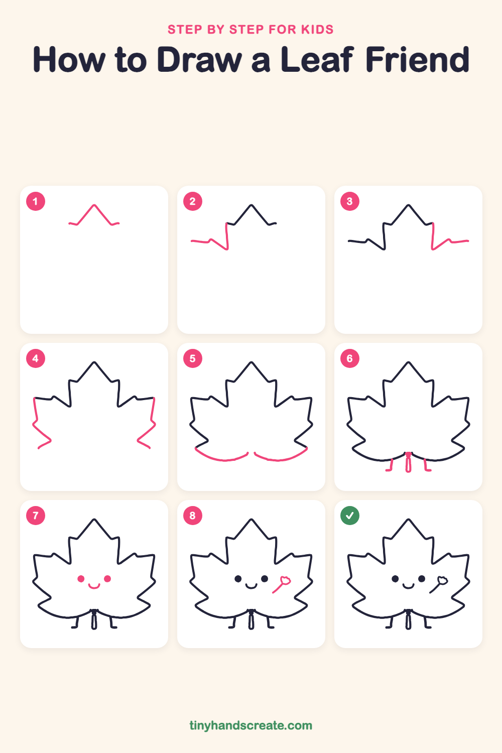 How to draw a leaf friend step by step for kids