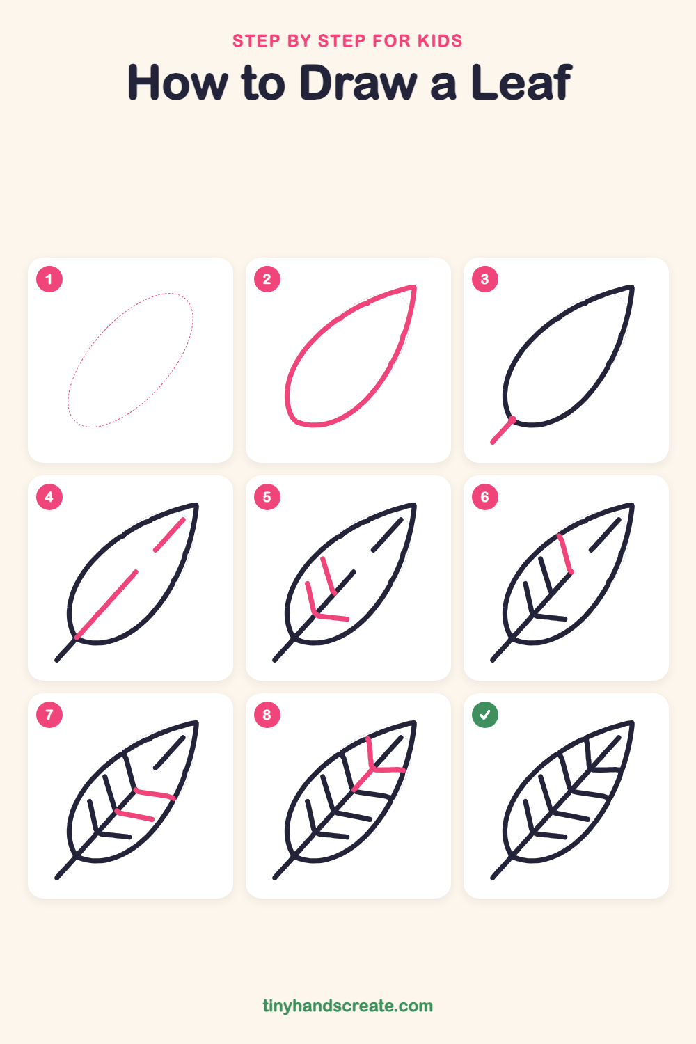 How to draw a leaf step by step for kids