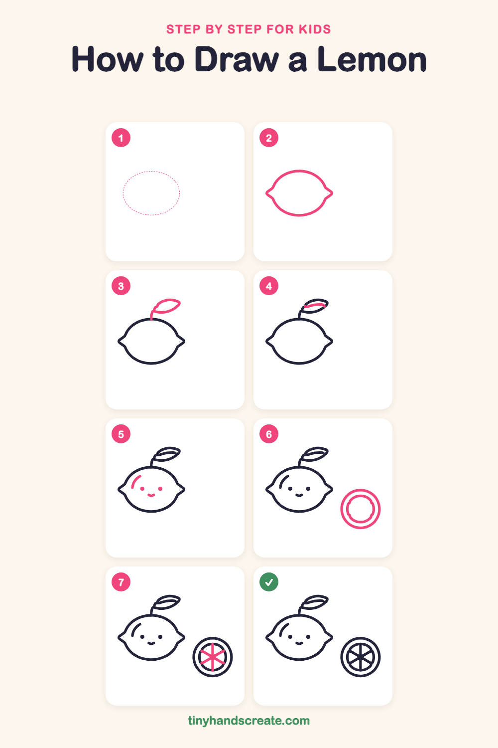 How to draw a lemon step by step for kids