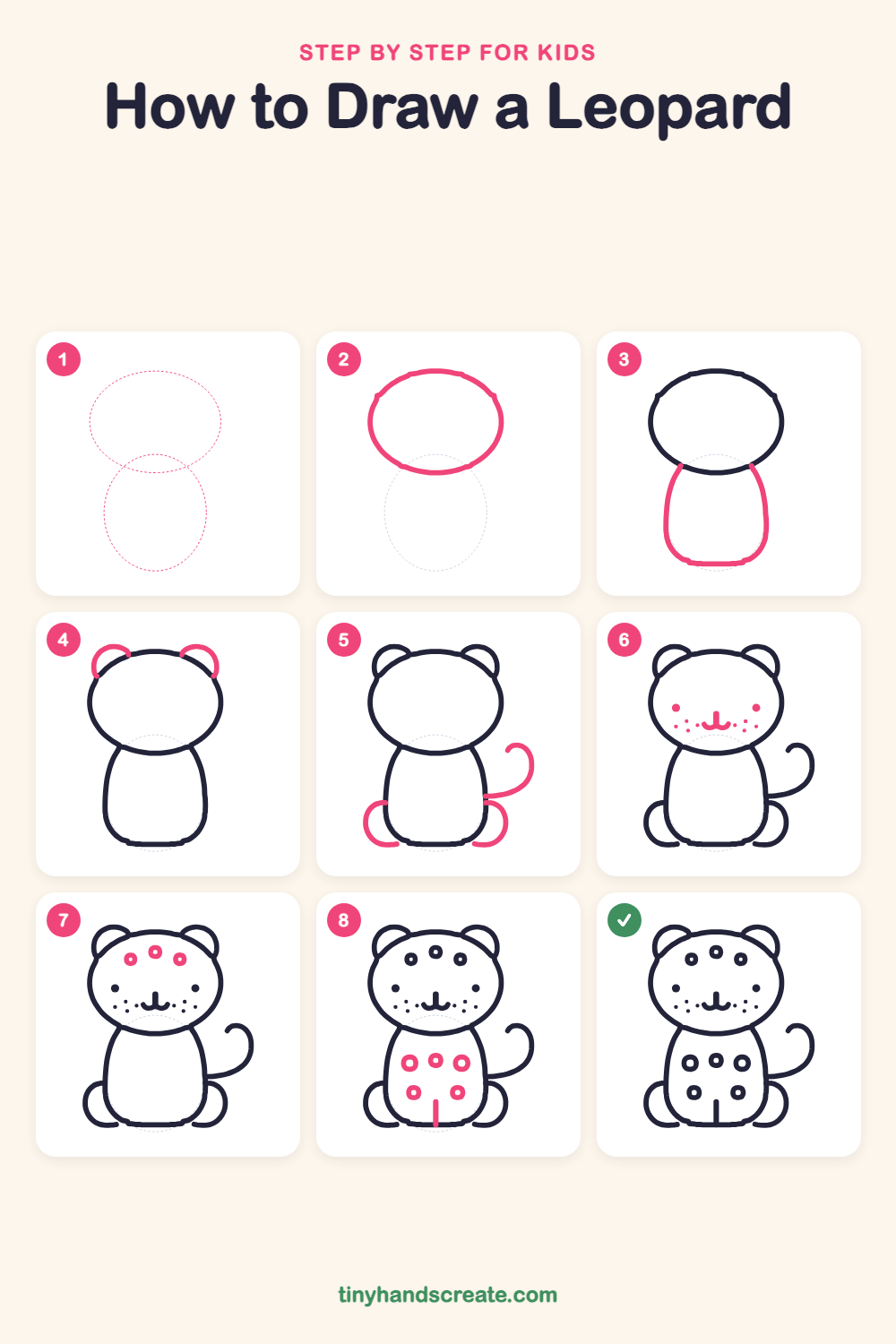 How to draw a leopard step by step for kids