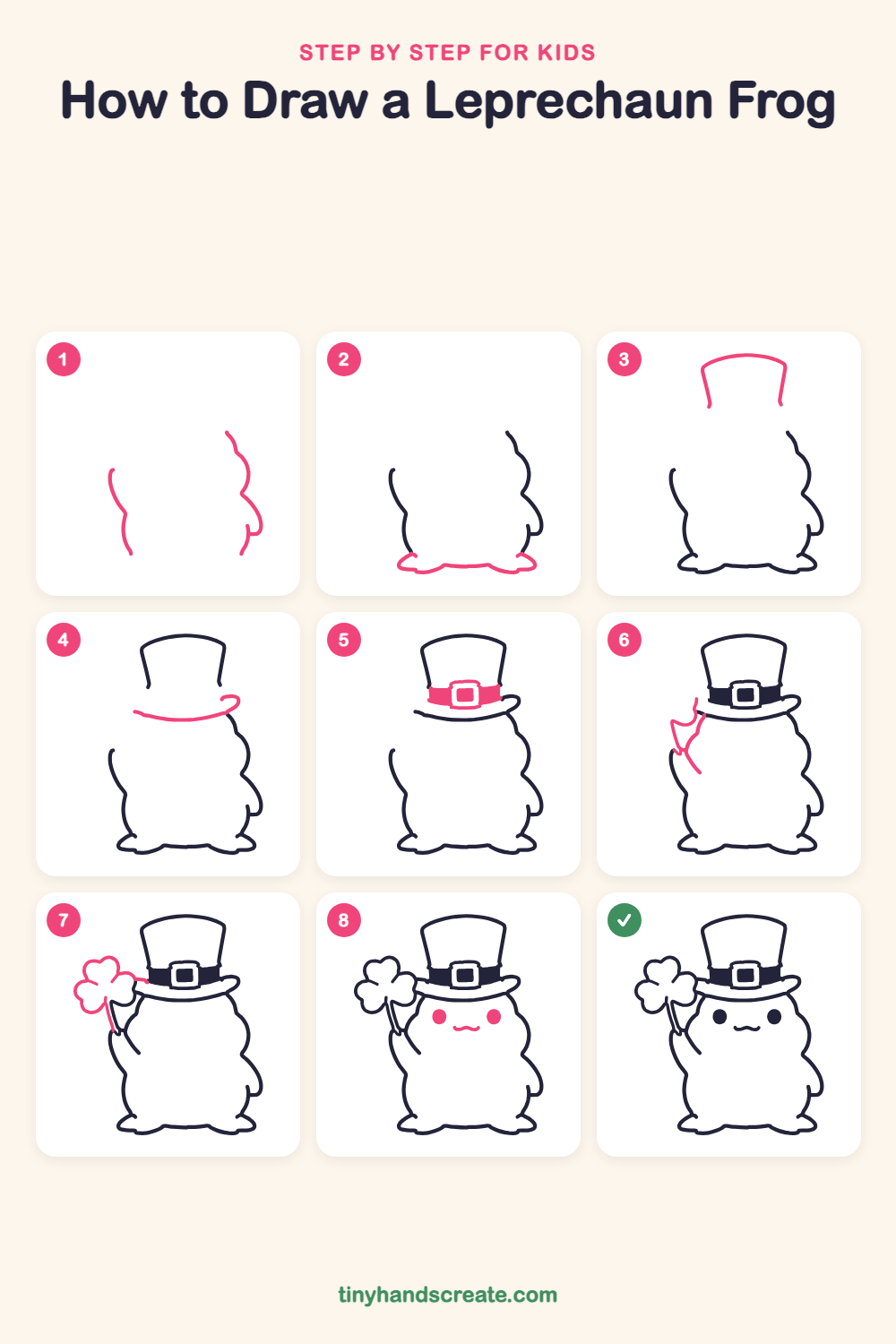 How to draw a leprechaun frog step by step for kids