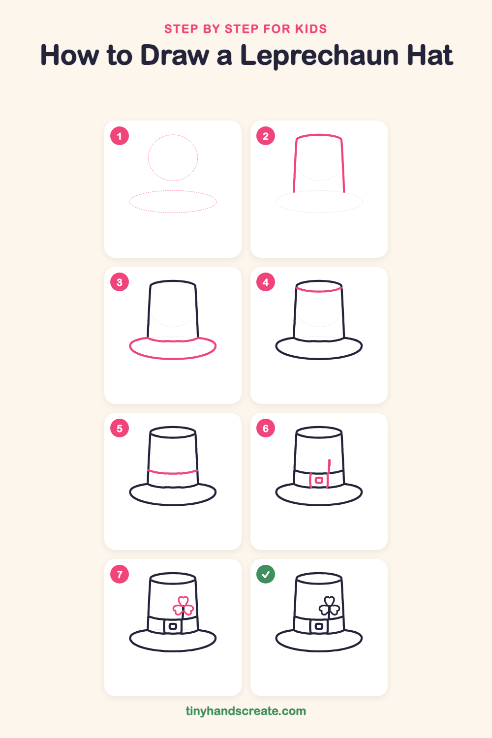 How to draw a leprechaun hat step by step for kids