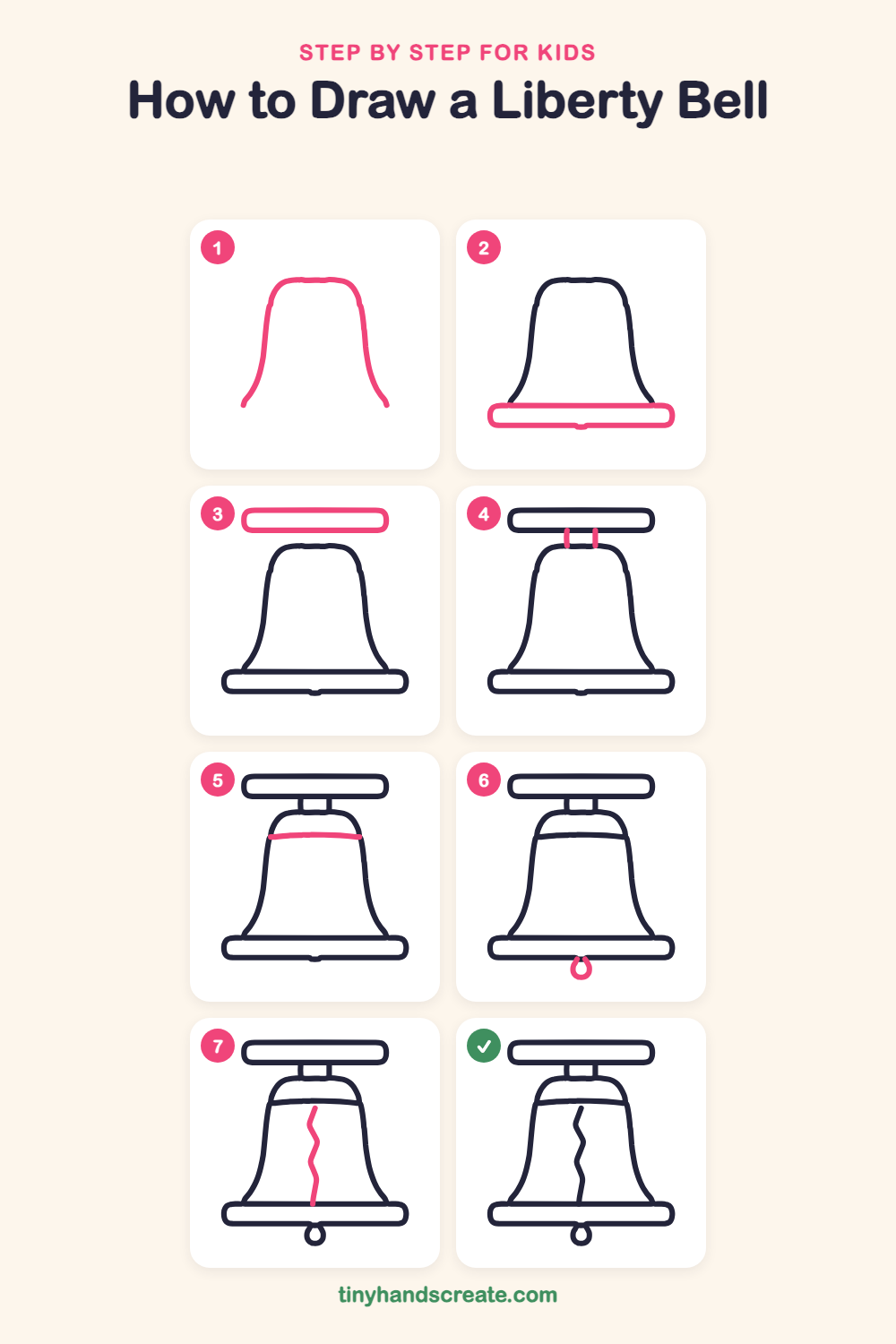 How to draw a liberty bell step by step for kids