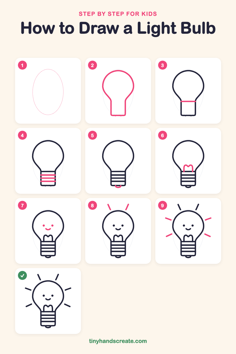 How to draw a light bulb step by step for kids