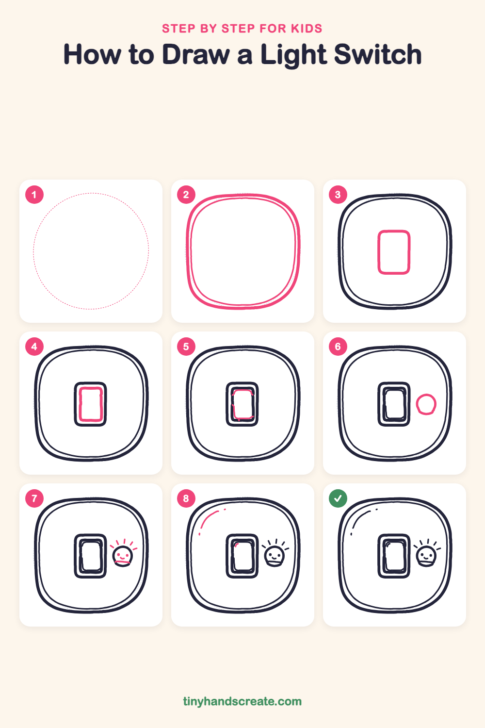 How to draw a light switch step by step for kids