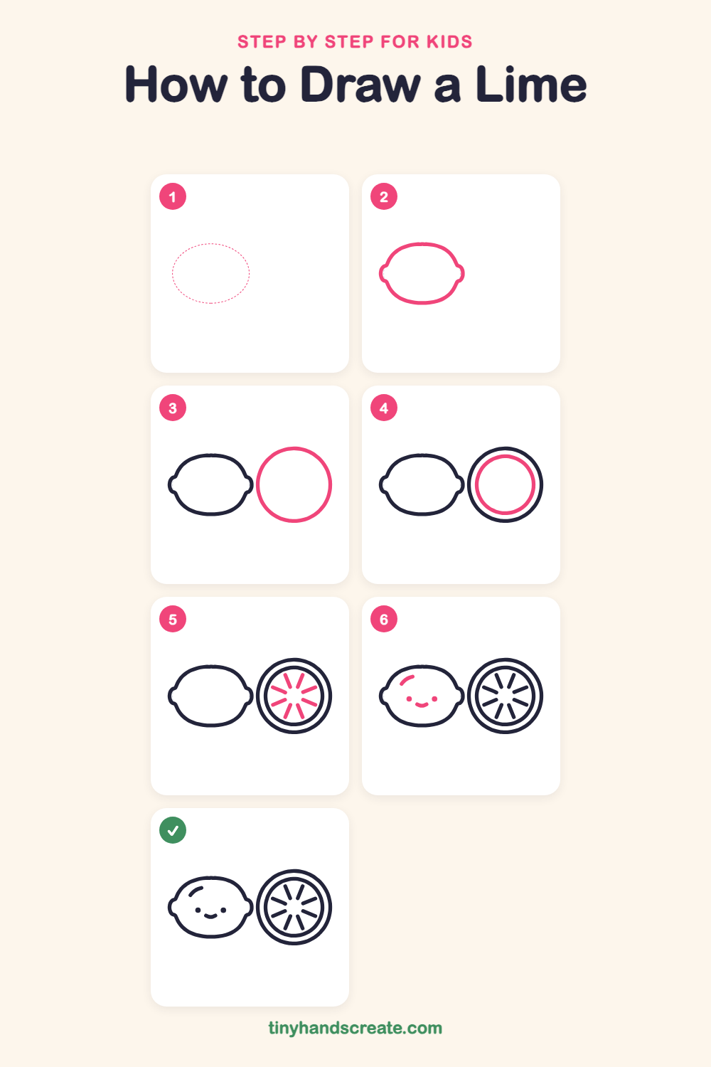 How to draw a lime step by step for kids