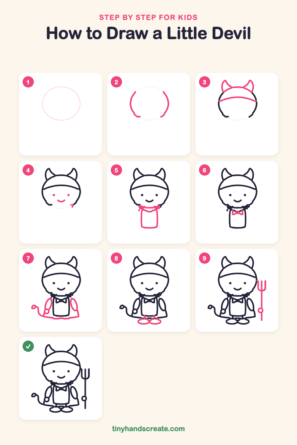 How to draw a little devil step by step for kids