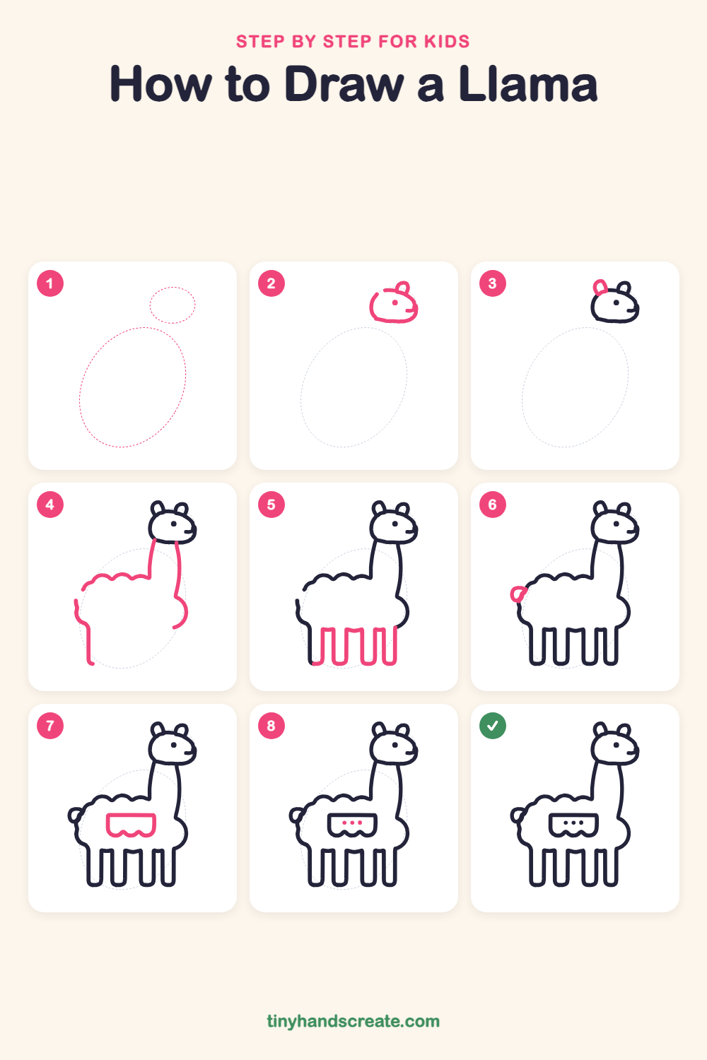 How to draw a llama step by step for kids