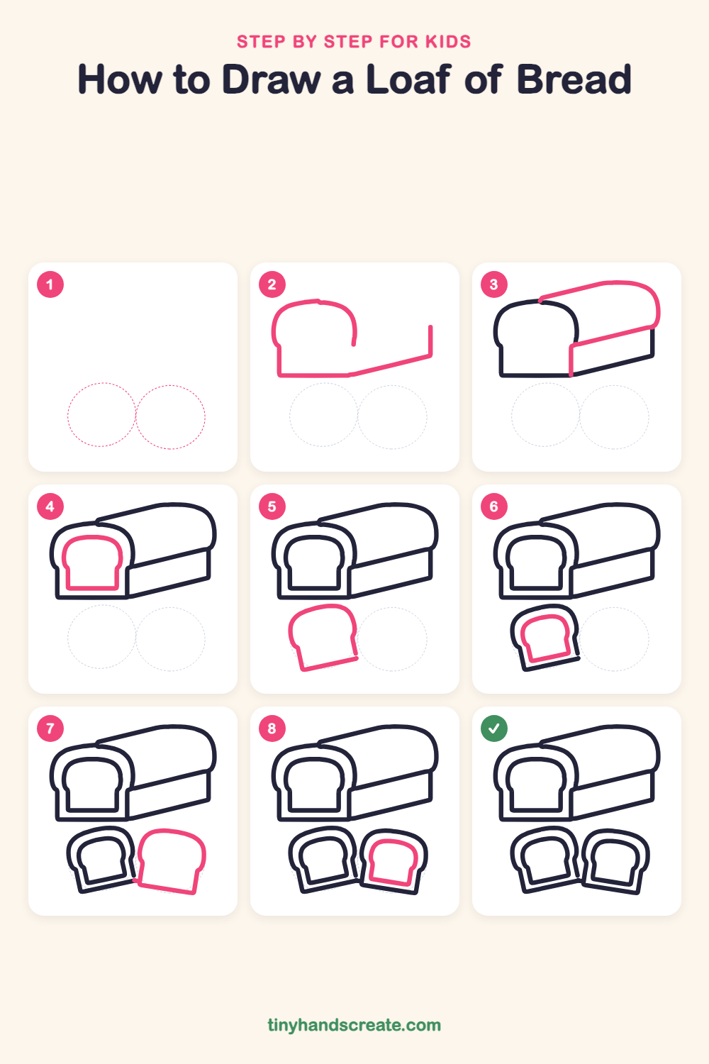 How to draw a loaf of bread step by step for kids
