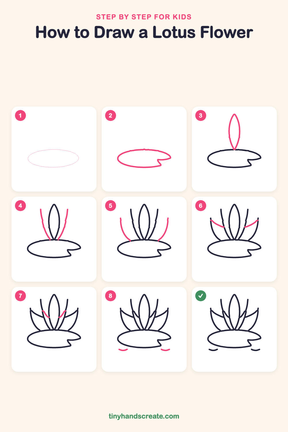 How to draw a lotus flower step by step for kids