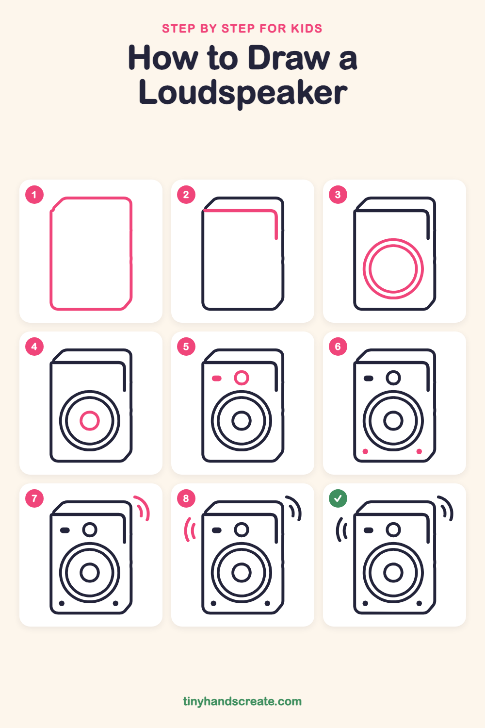 How to draw a loudspeaker step by step for kids