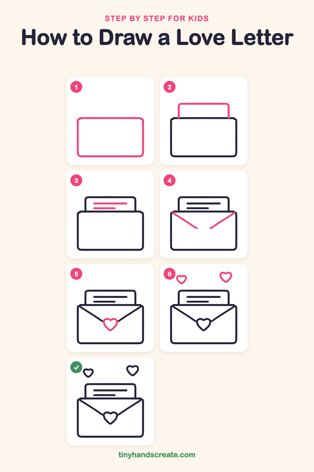 How to draw a love letter step by step for kids