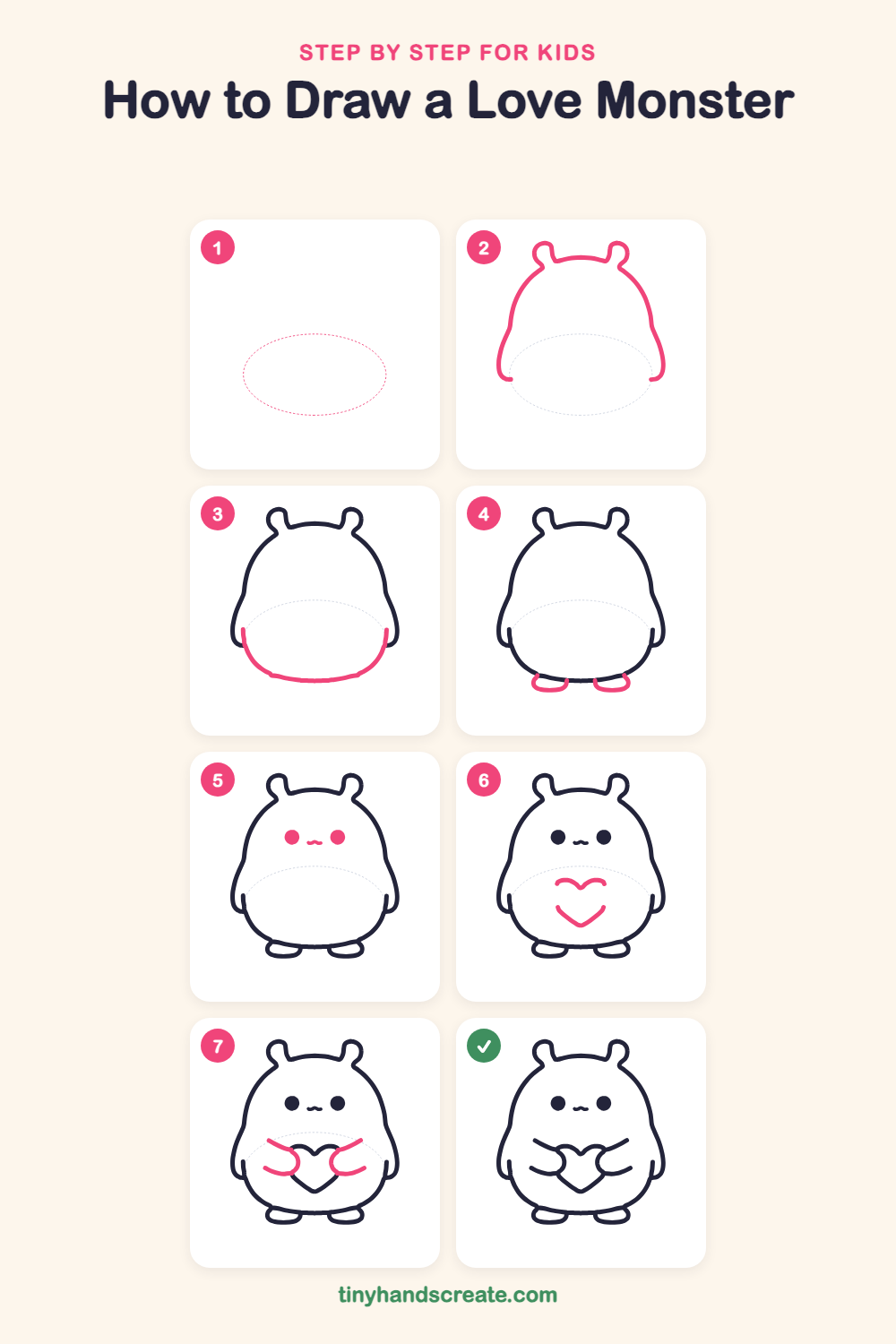 How to draw a love monster step by step for kids