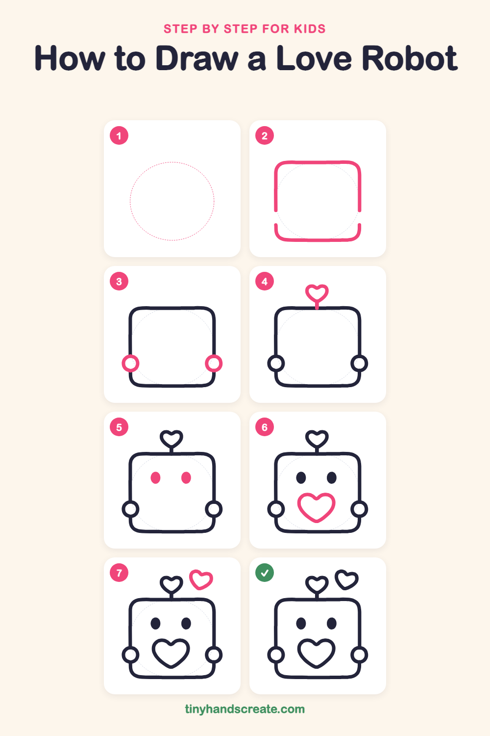 How to draw a love robot step by step for kids