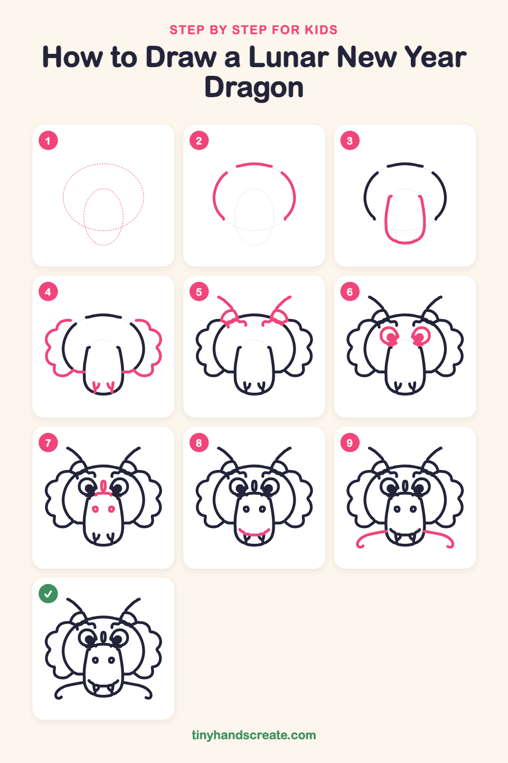 How to draw a Lunar New Year dragon step by step for kids