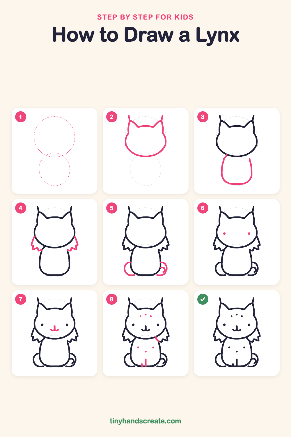 How to draw a lynx step by step for kids