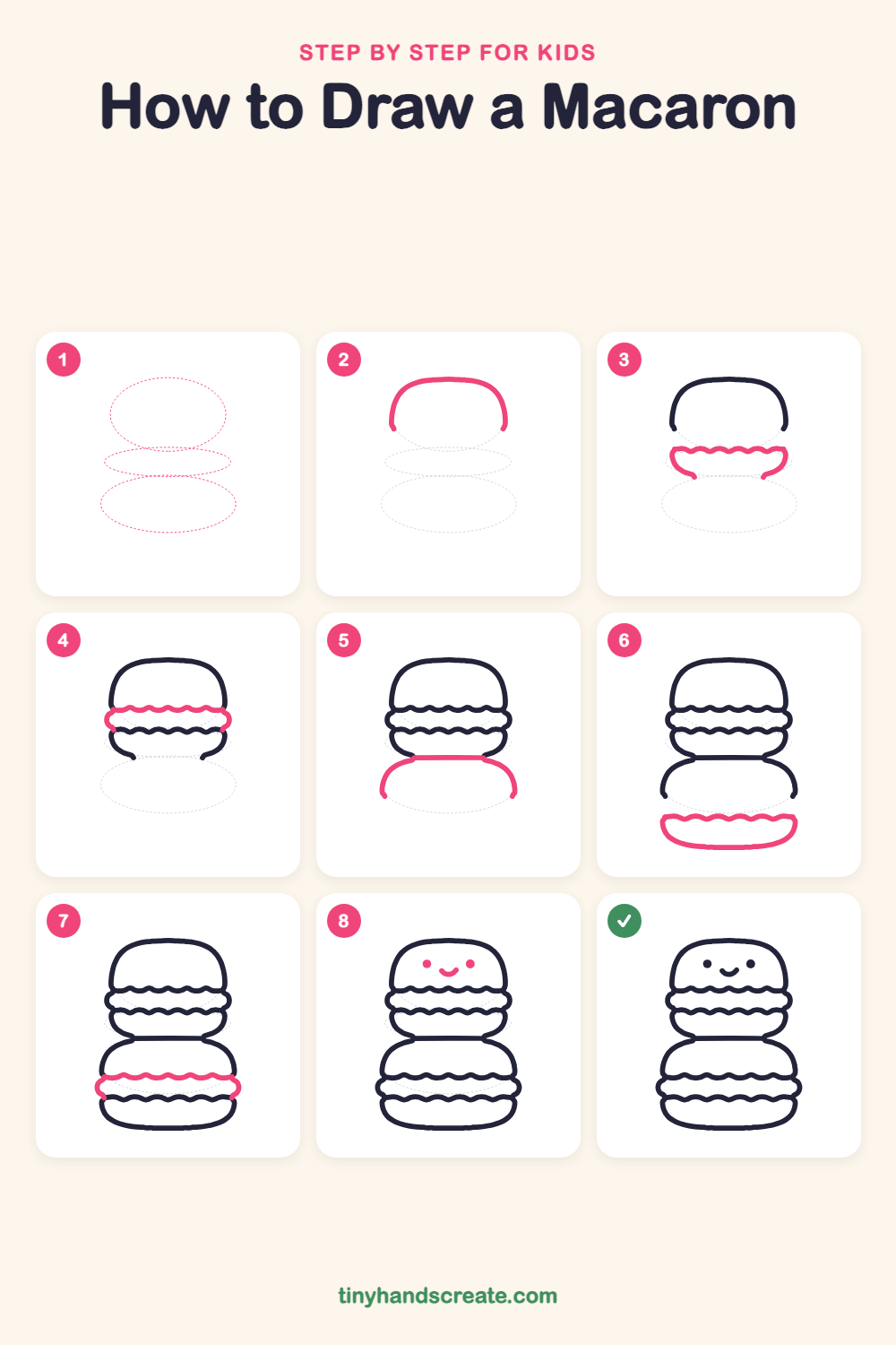 How to draw a macaron step by step for kids