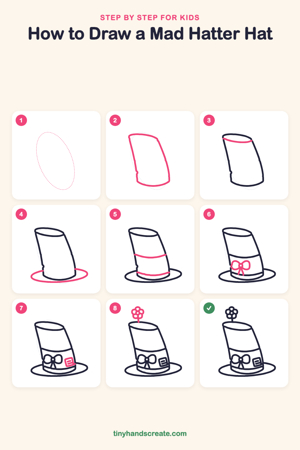 How to draw a mad hatter hat step by step for kids