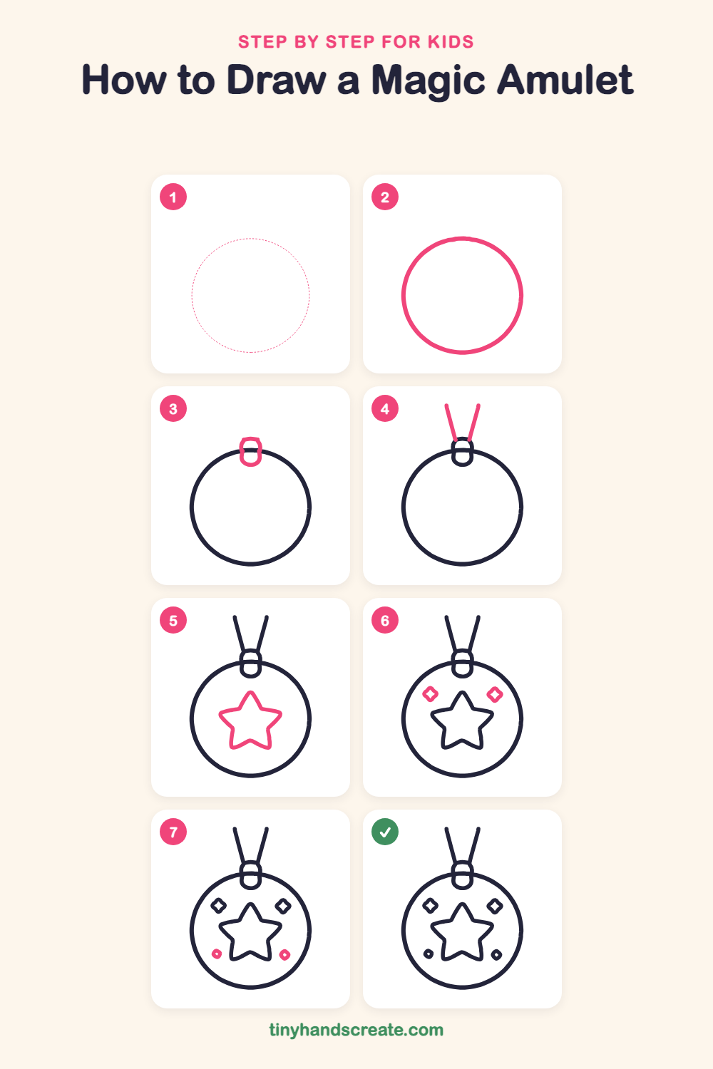 How to draw a magic amulet step by step for kids
