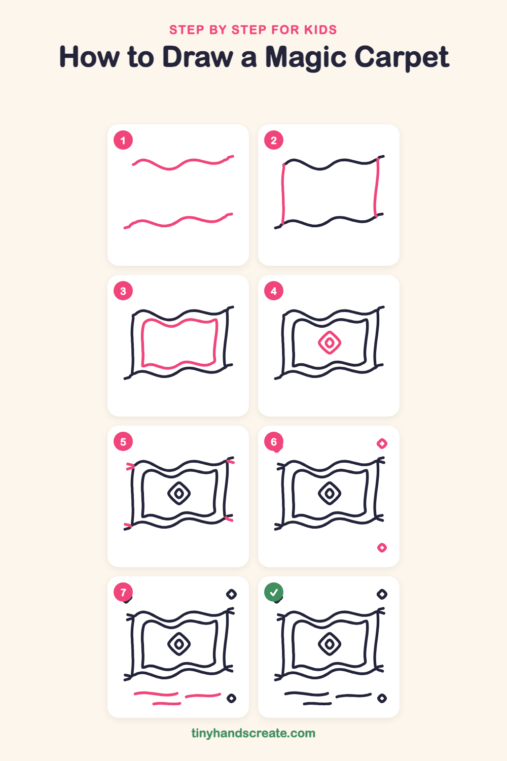 How to draw a magic carpet step by step for kids