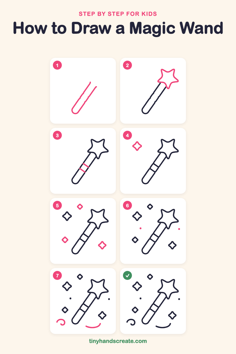 How to draw a magic wand step by step for kids