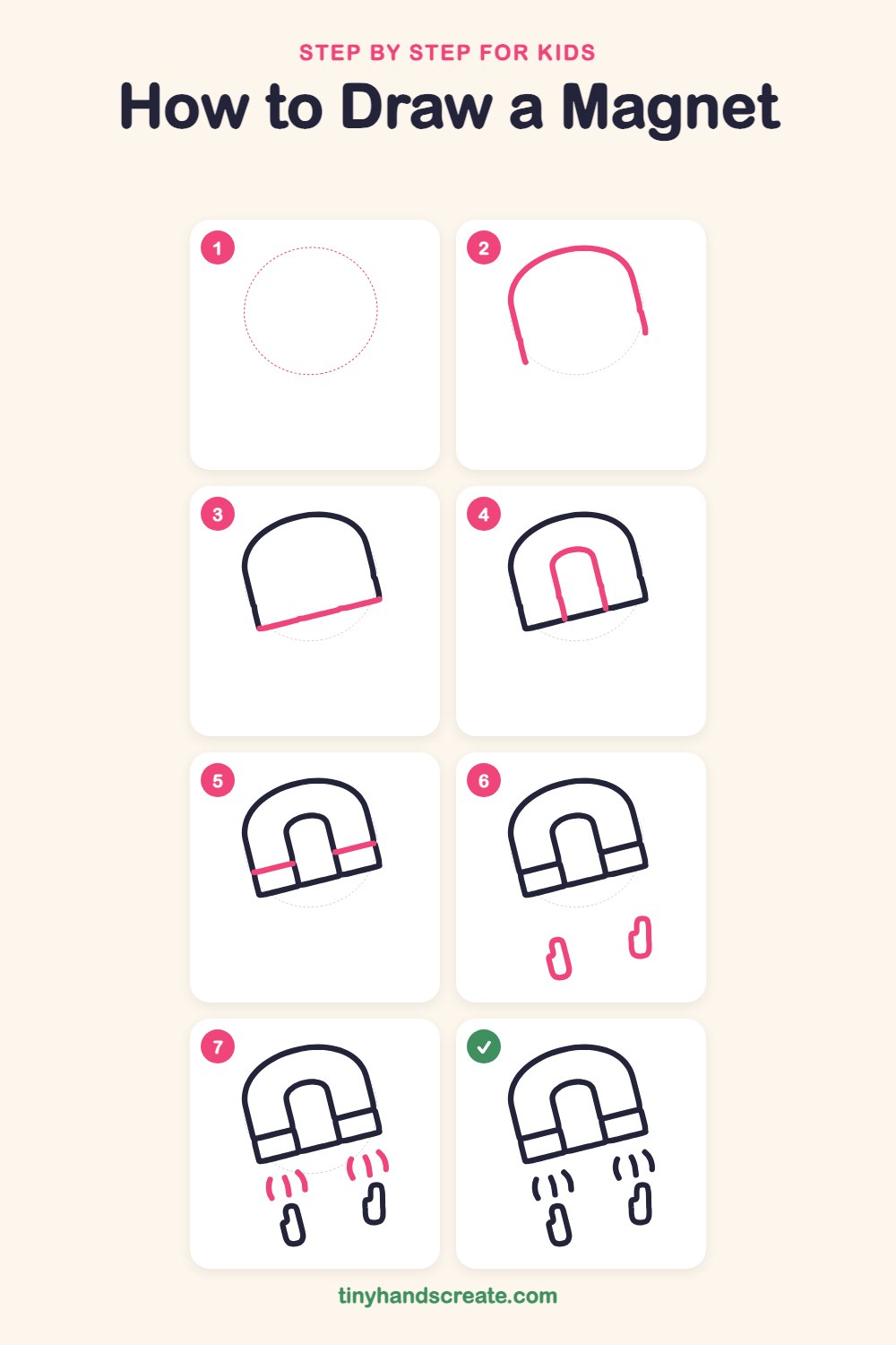 How to draw a magnet step by step for kids