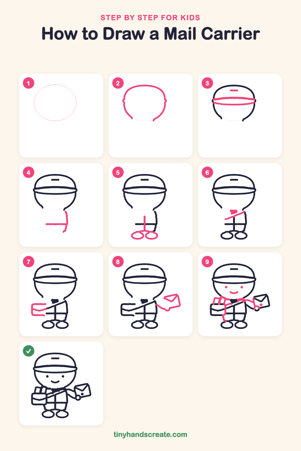 How to draw a mail carrier step by step for kids
